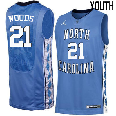 Youth North Carolina Tar Heels #21 Seventh Woods College Basketball Jerseys Sale-Blue - Click Image to Close